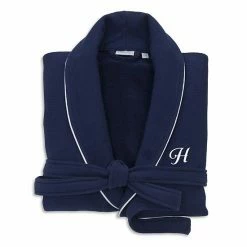 Linum Home Textiles Turkish Cotton Satin Piped Trim Waffle Terry Navy Bathrobe 4 Linum Home Textiles Turkish Cotton Satin Piped Trim Waffle Terry Navy Bathrobe -Linum Home Textiles store unnamed file 377