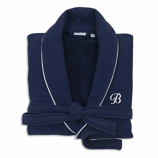 Linum Home Textiles Turkish Cotton Satin Piped Trim Waffle Terry Navy Bathrobe Linum Home Textiles Turkish Cotton Satin Piped Trim Waffle Terry Navy Bathrobe -Linum Home Textiles store unnamed file 381