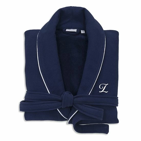 Linum Home Textiles Turkish Cotton Satin Piped Trim Waffle Terry Navy Bathrobe Linum Home Textiles Turkish Cotton Satin Piped Trim Waffle Terry Navy Bathrobe -Linum Home Textiles store unnamed file 387