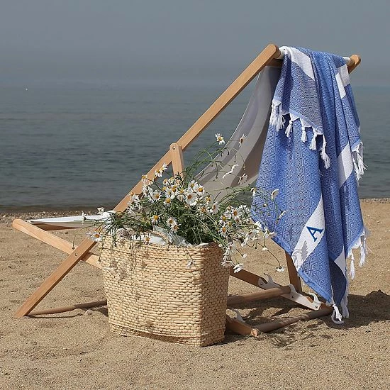 Linum Home Textiles Turkish Cotton Diamond Personalized Pestemal Beach Towel 2 Linum Home Textiles Turkish Cotton Diamond Personalized Pestemal Beach Towel - Image 2
