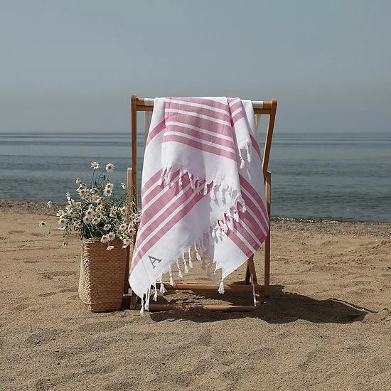 Linum Home Textiles Turkish Cotton Herringbone Personalized Pestemal Beach Towel 2 Linum Home Textiles Turkish Cotton Herringbone Personalized Pestemal Beach Towel - Image 2