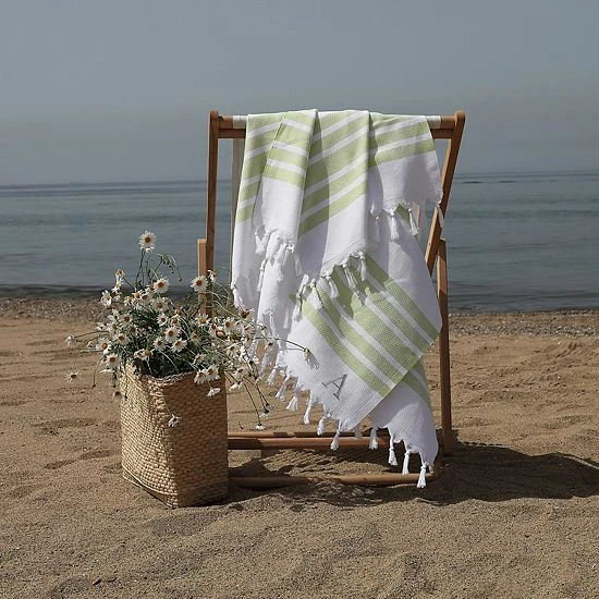 Linum Home Textiles Turkish Cotton Herringbone Personalized Pestemal Beach Towel 2 Linum Home Textiles Turkish Cotton Herringbone Personalized Pestemal Beach Towel - Image 2