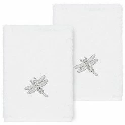 Linum Home Textiles Turkish Cotton Braelyn 2-piece Embellished Washcloth Set Dark Gray