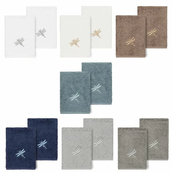 Linum Home Textiles Turkish Cotton Braelyn 2-piece Embellished Washcloth Set Dark Gray 3 Linum Home Textiles Turkish Cotton Braelyn 2-piece Embellished Washcloth Set Dark Gray - Image 3