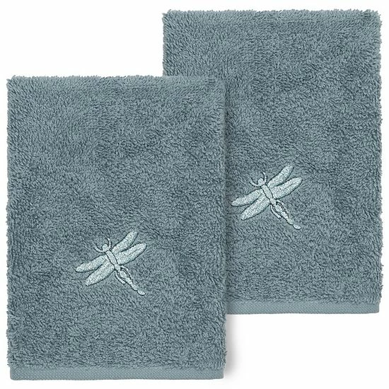 Linum Home Textiles Turkish Cotton Braelyn 2-piece Embellished Washcloth Set Dark Gray 4 Linum Home Textiles Turkish Cotton Braelyn 2-piece Embellished Washcloth Set Dark Gray - Image 4