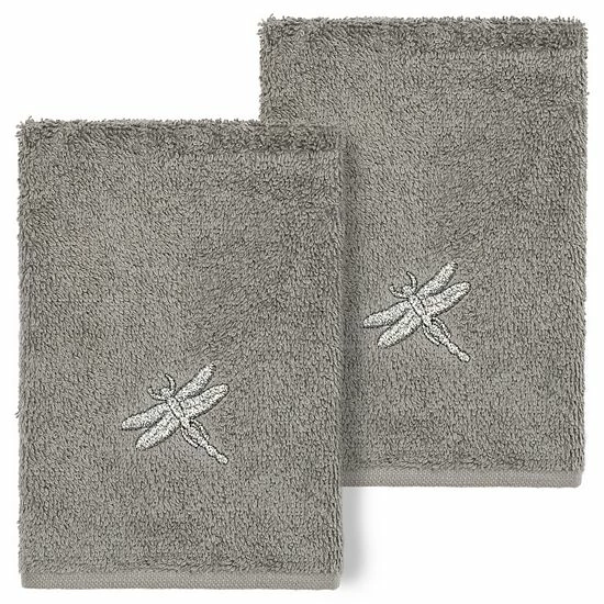 Linum Home Textiles Turkish Cotton Braelyn 2-piece Embellished Washcloth Set Dark Gray 5 Linum Home Textiles Turkish Cotton Braelyn 2-piece Embellished Washcloth Set Dark Gray - Image 5