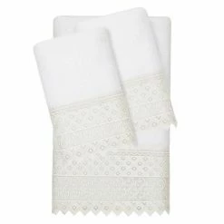 Linum Home Textiles Turkish Cotton Aiden 3-piece White Lace Embellished Towel Set -Linum Home Textiles store unnamed file 4331
