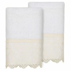 Linum Home Textiles Turkish Cotton Arian 2-piece Cream Lace Embellished Hand Towel Set 2 Linum Home Textiles Turkish Cotton Arian 2-piece Cream Lace Embellished Hand Towel Set -Linum Home Textiles store unnamed file 4341