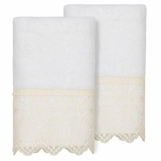Linum Home Textiles Turkish Cotton Arian 2-piece Cream Lace Embellished Hand Towel Set Linum Home Textiles Turkish Cotton Arian 2-piece Cream Lace Embellished Hand Towel Set -Linum Home Textiles store unnamed file 4341