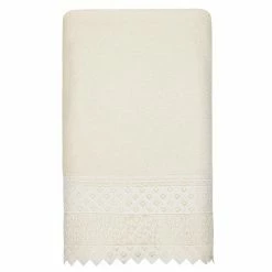 Linum Home Textiles Turkish Cotton Aiden White Lace Embellished Bath Towel -Linum Home Textiles store unnamed file 4355