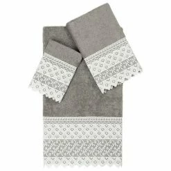 Linum Home Textiles Turkish Cotton Aiden 3-piece White Lace Embellished Towel Set -Linum Home Textiles store unnamed file 4370