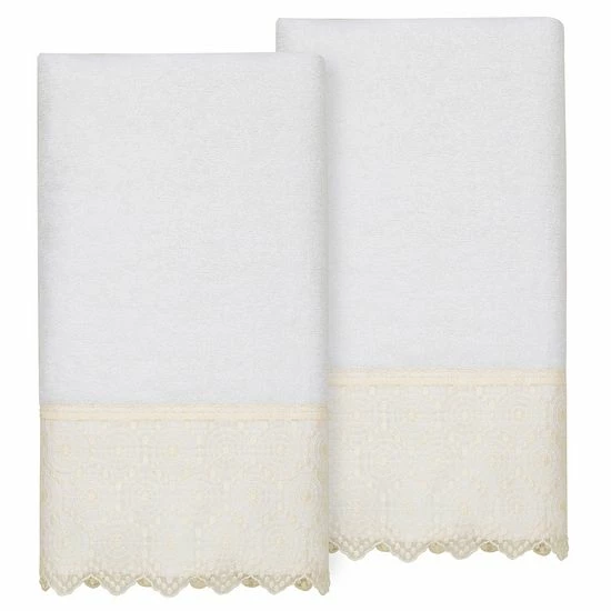 Linum Home Textiles Turkish Cotton Arian 2-piece Cream Lace Embellished Bath Towel Set Linum Home Textiles Turkish Cotton Arian 2-piece Cream Lace Embellished Bath Towel Set -Linum Home Textiles store unnamed file 4380