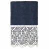 Linum Home Textiles Turkish Cotton Arian Cream Lace Embellished Hand Towel