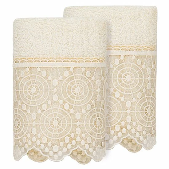 Linum Home Textiles Turkish Cotton Arian 2-piece Cream Lace Embellished Washcloth Set Linum Home Textiles Turkish Cotton Arian 2-piece Cream Lace Embellished Washcloth Set -Linum Home Textiles store unnamed file 4427