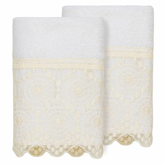Linum Home Textiles Turkish Cotton Arian 2-piece Cream Lace Embellished Washcloth Set Linum Home Textiles Turkish Cotton Arian 2-piece Cream Lace Embellished Washcloth Set -Linum Home Textiles store unnamed file 4431
