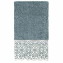 Linum Home Textiles Turkish Cotton Arian Cream Lace Embellished Bath Towel