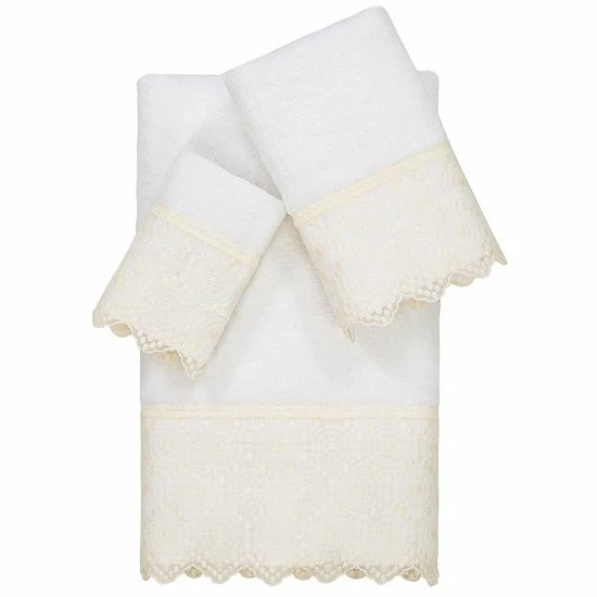 Linum Home Textiles Turkish Cotton Arian 3-piece Cream Lace Embellished Towel Set Linum Home Textiles Turkish Cotton Arian 3-piece Cream Lace Embellished Towel Set -Linum Home Textiles store unnamed file 4452