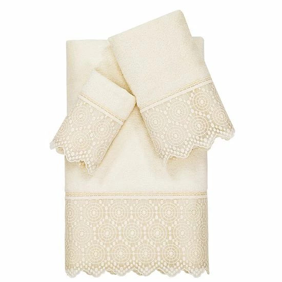 Linum Home Textiles Turkish Cotton Arian 3-piece Cream Lace Embellished Towel Set Linum Home Textiles Turkish Cotton Arian 3-piece Cream Lace Embellished Towel Set -Linum Home Textiles store unnamed file 4456