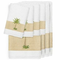 Linum Home Textiles 8-piece Colton Embellished Bath Towel Set Cream