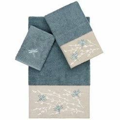 Linum Home Textiles Turkish Cotton Braelyn 3-piece Embellished Towel Set Dark Gray -Linum Home Textiles store unnamed file 4540
