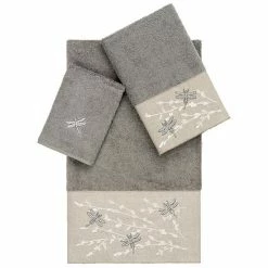 Linum Home Textiles Turkish Cotton Braelyn 3-piece Embellished Towel Set Dark Gray -Linum Home Textiles store unnamed file 4542