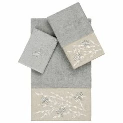 Linum Home Textiles Turkish Cotton Braelyn 3-piece Embellished Towel Set Dark Gray -Linum Home Textiles store unnamed file 4543