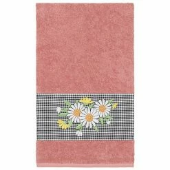 Linum Home Textiles Turkish Cotton Daisy Embellished Bath Towel Tea Rose