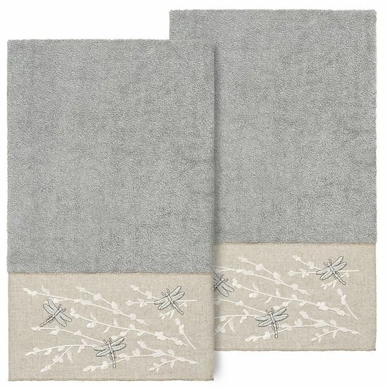 Linum Home Textiles Turkish Cotton Braelyn 2-piece Embellished Bath Towel Set Light Gray Linum Home Textiles Turkish Cotton Braelyn 2-piece Embellished Bath Towel Set Light Gray -Linum Home Textiles store unnamed file 4585