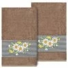 Linum Home Textiles Turkish Cotton Daisy 2-piece Embellished Bath Towel Set Cream