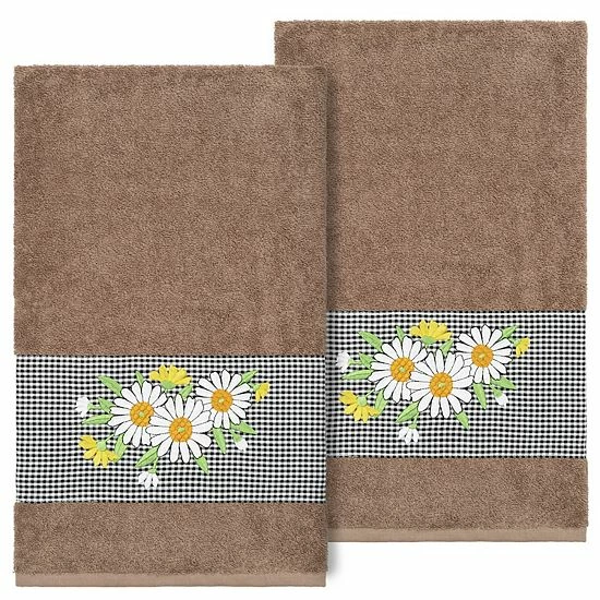 Linum Home Textiles Turkish Cotton Daisy 2-piece Embellished Bath Towel Set Cream Linum Home Textiles Turkish Cotton Daisy 2-piece Embellished Bath Towel Set Cream -Linum Home Textiles store unnamed file 4612