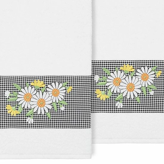 Linum Home Textiles Turkish Cotton Daisy 2-piece Embellished Bath Towel Set Cream Linum Home Textiles Turkish Cotton Daisy 2-piece Embellished Bath Towel Set Cream -Linum Home Textiles store unnamed file 4613