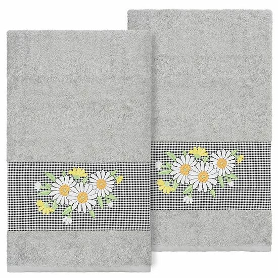 Linum Home Textiles Turkish Cotton Daisy 2-piece Embellished Bath Towel Set Cream Linum Home Textiles Turkish Cotton Daisy 2-piece Embellished Bath Towel Set Cream -Linum Home Textiles store unnamed file 4621