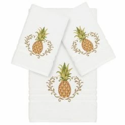 Linum Home Textiles 3-piece Turkish Cotton Welcome Embellished Towel Set White -Linum Home Textiles store unnamed file 4637