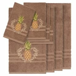 Linum Home Textiles 8-piece Turkish Cotton Welcome Embellished Towel Set Midnight Blue