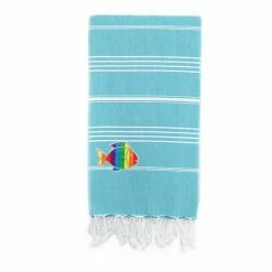 Linum Home Textiles Turkish Cotton Lucky Sparkling Rainbow Fish Pestemal Beach Towel Soft Aqua 4 Linum Home Textiles Turkish Cotton Lucky Sparkling Rainbow Fish Pestemal Beach Towel Soft Aqua -Linum Home Textiles store unnamed file 4699