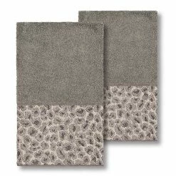 Linum Home Textiles Turkish Cotton Spots 2-pack Embellished Hand Towel Set Midnight Blue