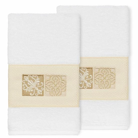 Linum Home Textiles Turkish Cotton Vivian 2-pack Embellished Hand Towel Set Midnight Blue 6 Linum Home Textiles Turkish Cotton Vivian 2-pack Embellished Hand Towel Set Midnight Blue - Image 6