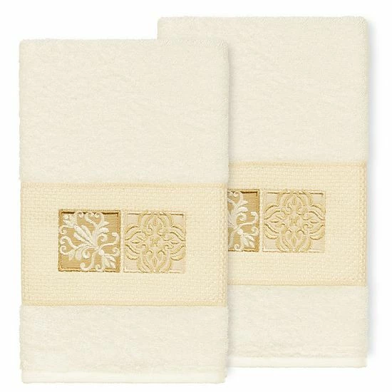 Linum Home Textiles Turkish Cotton Vivian 2-pack Embellished Hand Towel Set Midnight Blue 9 Linum Home Textiles Turkish Cotton Vivian 2-pack Embellished Hand Towel Set Midnight Blue - Image 9