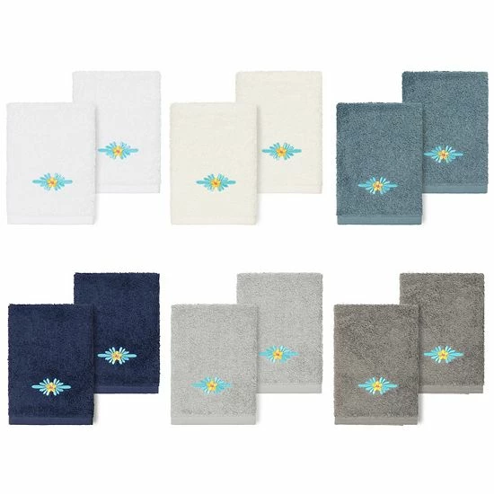 Linum Home Textiles Turkish Cotton Feliz 2-piece Embellished Washcloth Set Dark Gray 2 Linum Home Textiles Turkish Cotton Feliz 2-piece Embellished Washcloth Set Dark Gray - Image 2