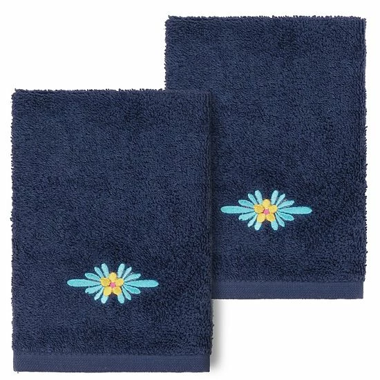 Linum Home Textiles Turkish Cotton Feliz 2-piece Embellished Washcloth Set Dark Gray 5 Linum Home Textiles Turkish Cotton Feliz 2-piece Embellished Washcloth Set Dark Gray - Image 5