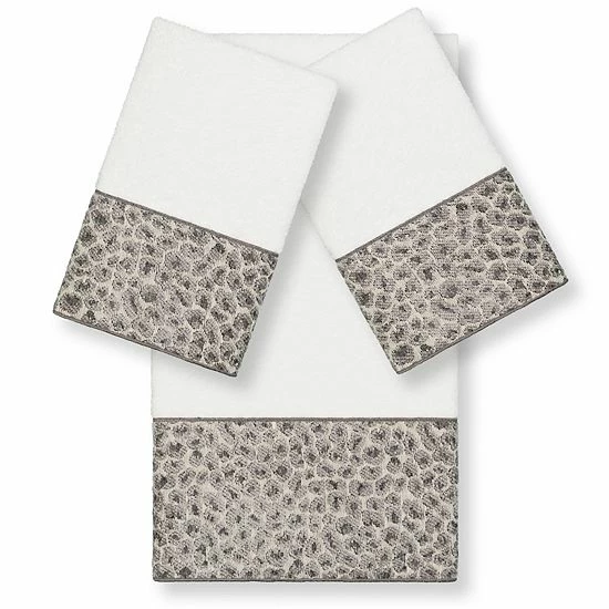 Linum Home Textiles Turkish Cotton Spots 3-piece Embellished Bath Towel Set Latte 2 Linum Home Textiles Turkish Cotton Spots 3-piece Embellished Bath Towel Set Latte - Image 2