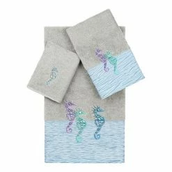 Linum Home Textiles Turkish Cotton Sofia 3-piece Embellished Towel Set Midnight Blue