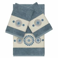 Linum Home Textiles 3-piece Turkish Cotton Isabelle Embellished Towel Set White