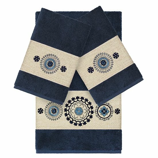 Linum Home Textiles 3-piece Turkish Cotton Isabelle Embellished Towel Set White 4 Linum Home Textiles 3-piece Turkish Cotton Isabelle Embellished Towel Set White - Image 4
