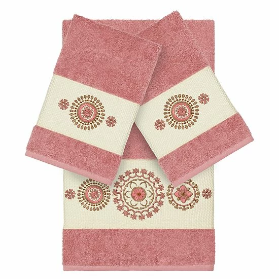 Linum Home Textiles 3-piece Turkish Cotton Isabelle Embellished Towel Set White 6 Linum Home Textiles 3-piece Turkish Cotton Isabelle Embellished Towel Set White - Image 6