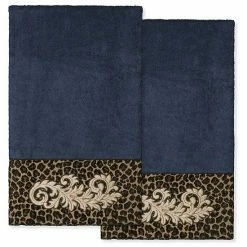 Linum Home Textiles Turkish Cotton April 2-piece Embellished Bath Towel Set Latte