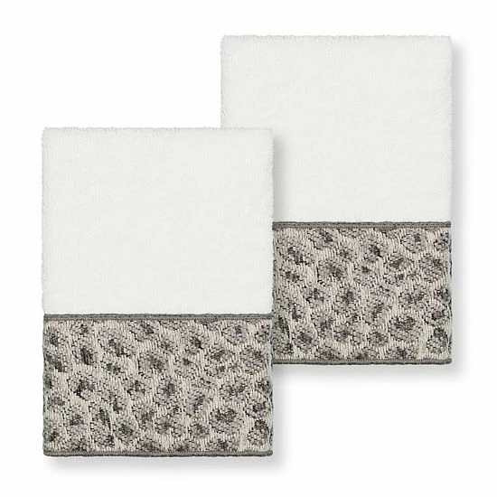 Linum Home Textiles Turkish Cotton Spots 2-pack Embellished Washcloth Set Latte 1 Linum Home Textiles Turkish Cotton Spots 2-pack Embellished Washcloth Set Latte