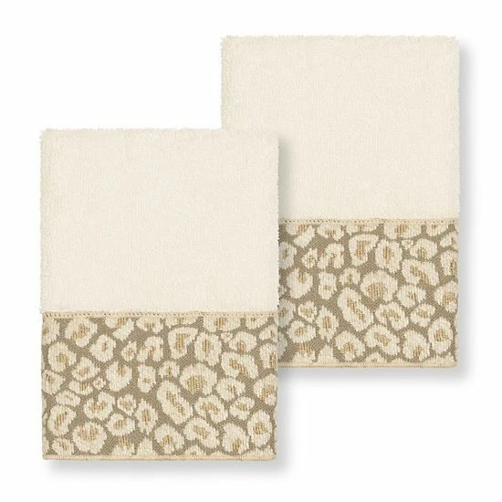 Linum Home Textiles Turkish Cotton Spots 2-pack Embellished Washcloth Set Latte 7 Linum Home Textiles Turkish Cotton Spots 2-pack Embellished Washcloth Set Latte - Image 7