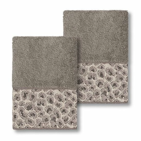 Linum Home Textiles Turkish Cotton Spots 2-pack Embellished Washcloth Set Latte 8 Linum Home Textiles Turkish Cotton Spots 2-pack Embellished Washcloth Set Latte - Image 8