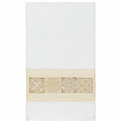 Linum Home Textiles Turkish Cotton Vivian Embellished Bath Towel Cream -Linum Home Textiles store unnamed file 4883